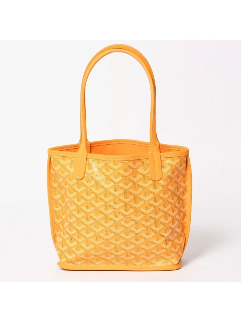 Goyard Angers Mini Tote Yellow Handbag Calfskin Din Canvas